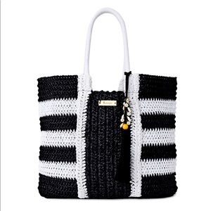 NEW w/tags Raffia black and white tote